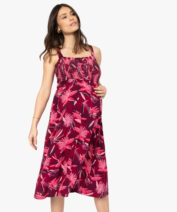Robe de maternité à bretelles et buste smocké vue1 - GEMO (MATER) - GEMO