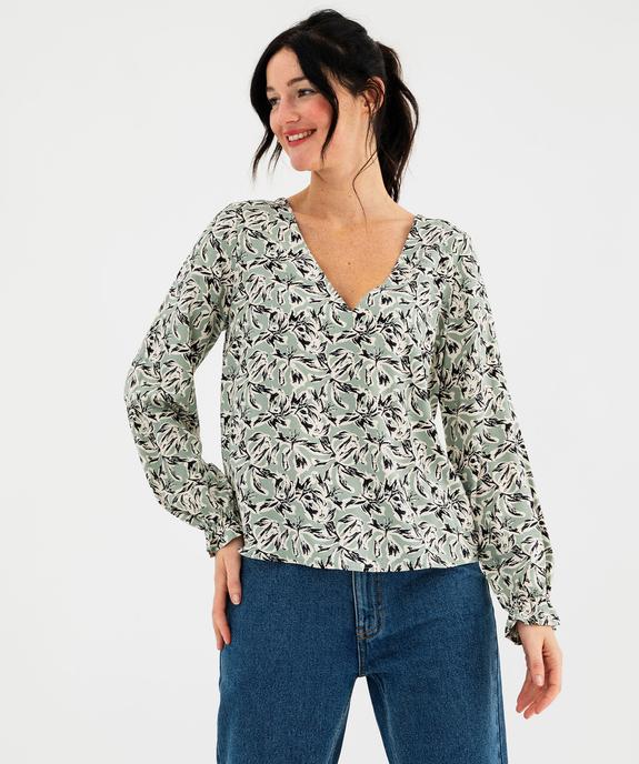 Blouse imprimée en viscose avec décolleté en V femme vue3 - GEMO 4G FEMME - GEMO