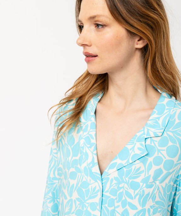 Chemise de nuit femme imprimée forme liquette à manches 3/4 vue2 - GEMO 4G FEMME - GEMO