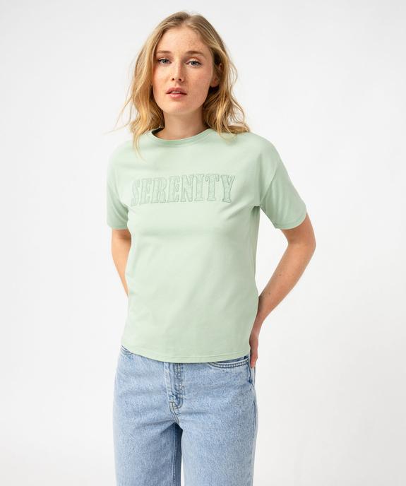 Tee-shirt à manches courte avec message brodé femme - GEMO(FEMME PAP) Tee-shirt à manches courte avec message brodé femme vue1 - GEMO(FEMME PAP) - GEMO
