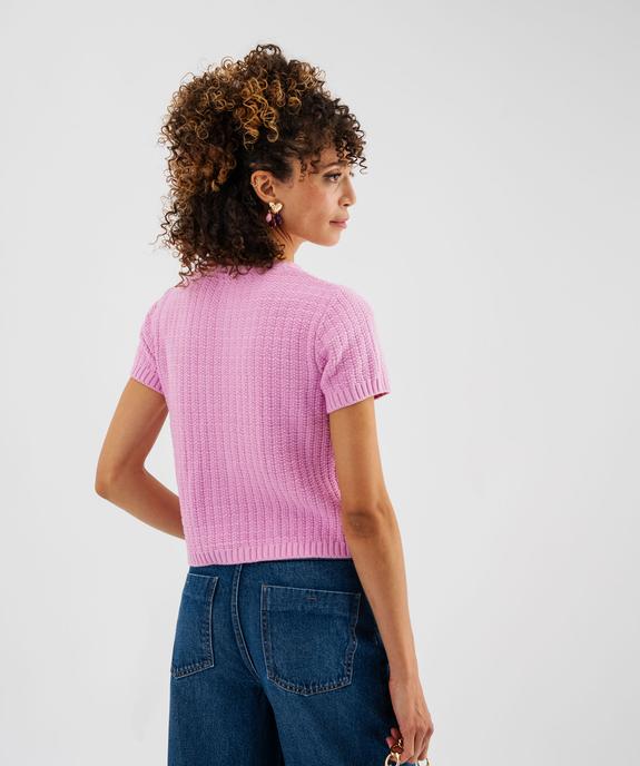 Pull manches courtes en maille fantaisie à boutons femme vue3 - GEMO(FEMME PAP) - GEMO