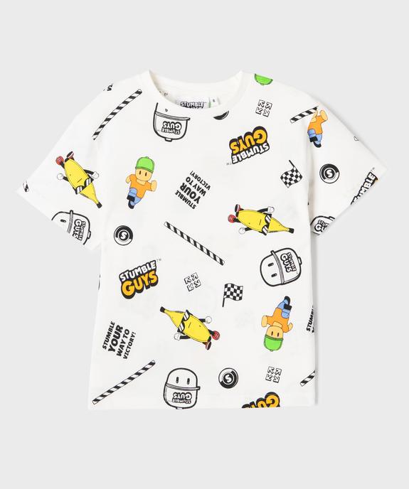 Tee-shirt manches courtes en jersey de coton imprimé all over garçon - Stumble Guys vue1 - STUMBLE GUYS - GEMO