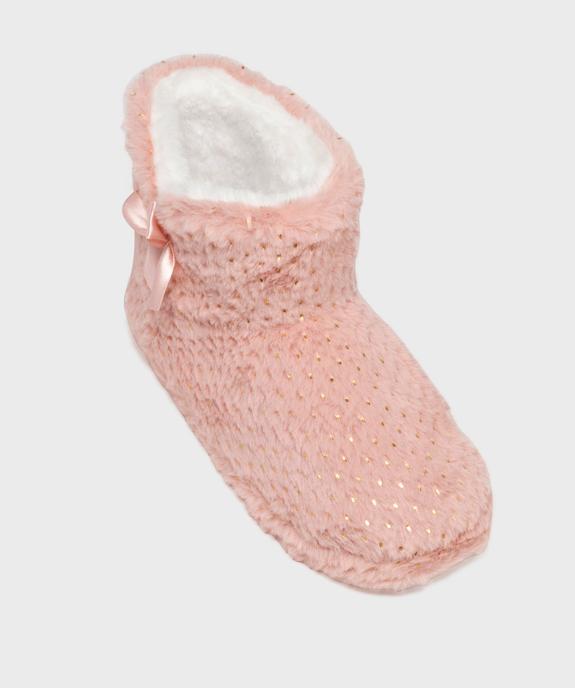 Chaussons montants en fourrure imitation et paillettes femme vue5 - GEMO 4G FEMME - GEMO