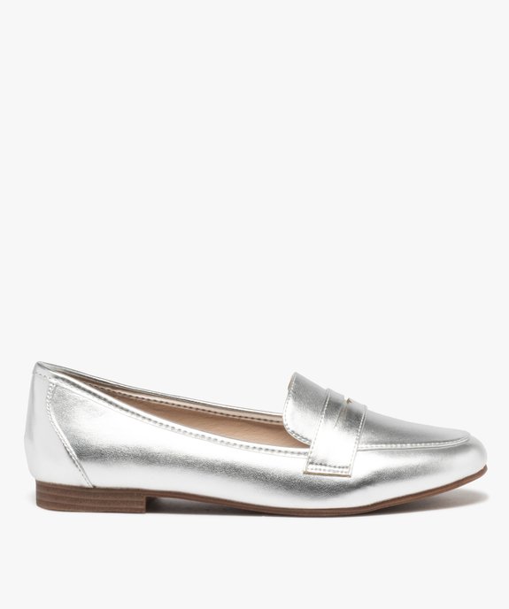 Mocassins femme unis effet métallisé Penny Loafer vue2 - GEMO 4G FEMME - GEMO