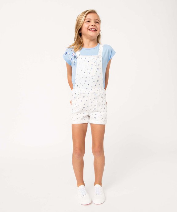 Salopette fille courte à motifs fleuris vue6 - GEMO 4G FILLE - GEMO