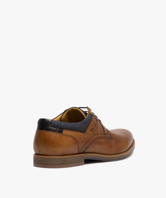 Derbies homme dessus cuir détails denim – Taneo vue4 - TANEO - GEMO