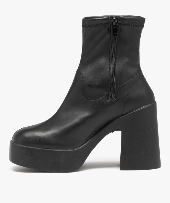 Boots femme unies à semelle plateforme et talon flare vue3 - GEMO(URBAIN) - GEMO
