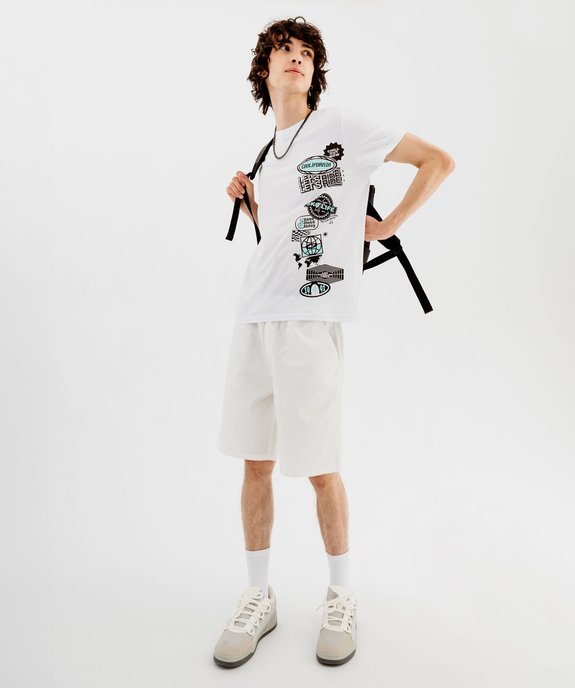 Tee-shirt manches courtes en coton imprimé homme vue3 - GEMO 4G HOMME - GEMO
