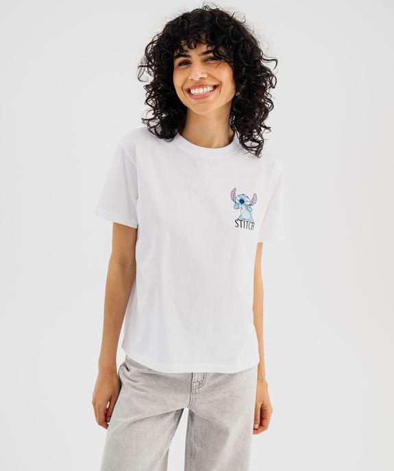 Tee-shirt manches courtes imprimé devant et dos femme - Stitch  vue1 - LILO & STITCH - GEMO