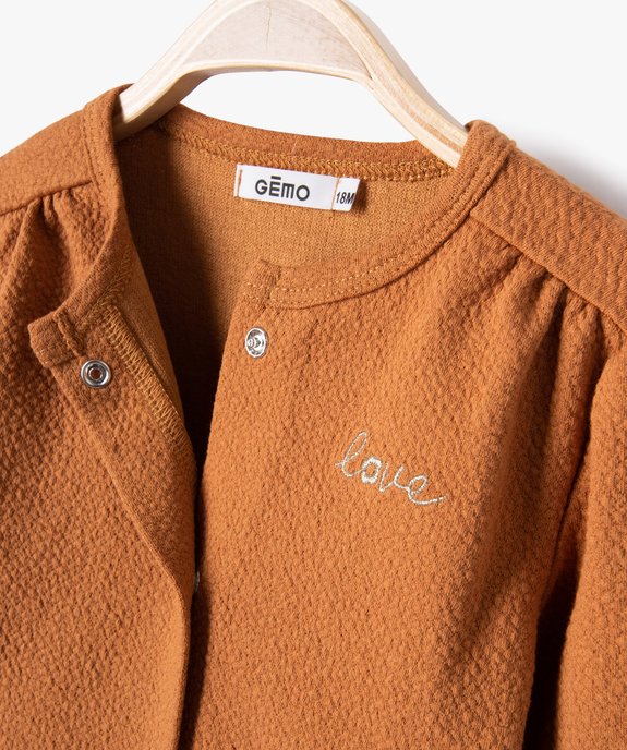 Gilet à boutons-pression bébé fille vue3 - GEMO(BEBE DEBT) - GEMO