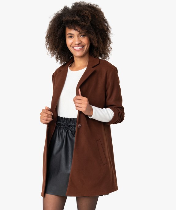 Manteau court femme en matière extensible et grand col vue1 - GEMO(FEMME PAP) - GEMO