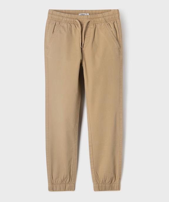 Pantalon jogger en twill de coton taille élastique garçon vue1 - GEMO (ENFANT) - GEMO