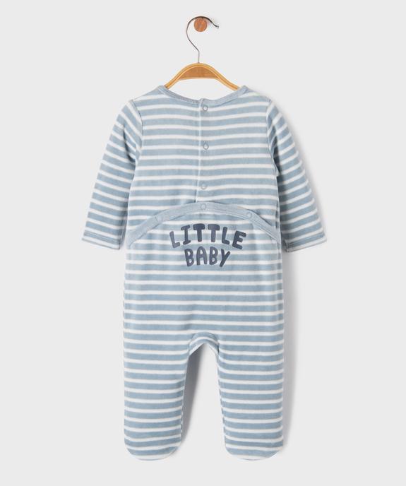 Pyjama en velours rayé bébé garçon vue3 - GEMO 4G BEBE - GEMO
