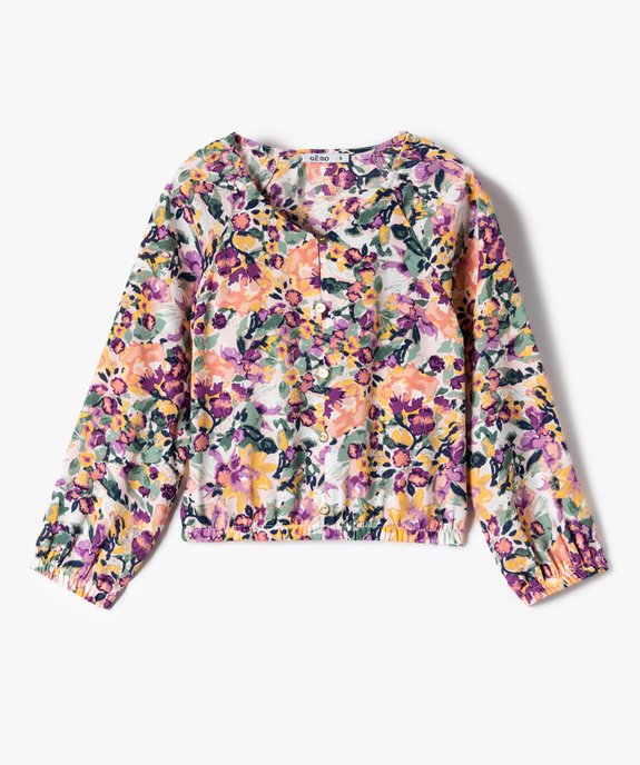 Chemise fille à motifs fleuris et finitions élastiquées  vue1 - GEMO (ENFANT) - GEMO