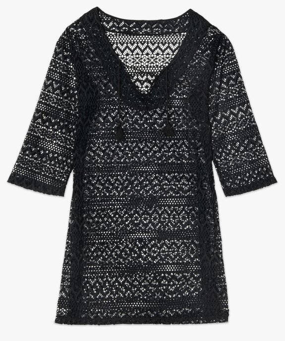 Robe de plage femme courte ajourée à manches 3/4 vue4 - GEMO (PLAGE) - GEMO