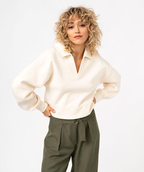 Sweat molletonné à col polo femme vue1 - GEMO(FEMME PAP) - GEMO