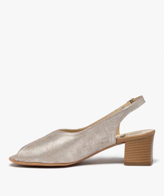 Sandales confort femme à talon dessus toile brillante vue3 - GEMO (CONFORT) - GEMO