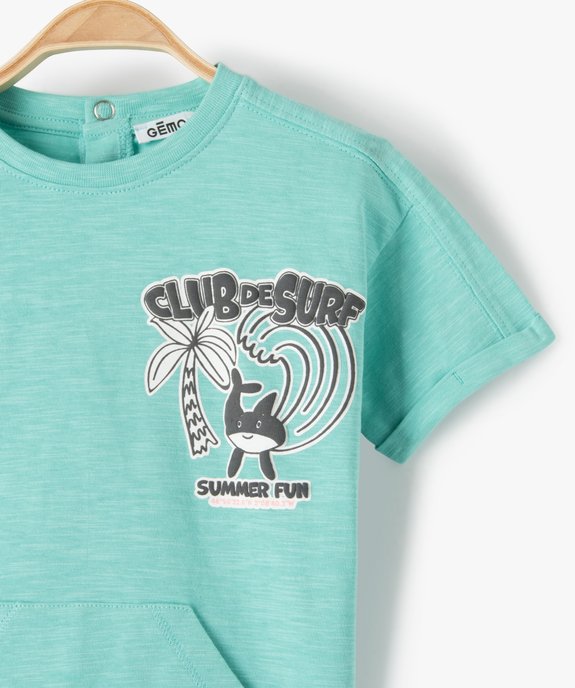 Tee-shirt bébé garçon loose à manches courtes et poche kangourou vue2 - GEMO(BEBE DEBT) - GEMO