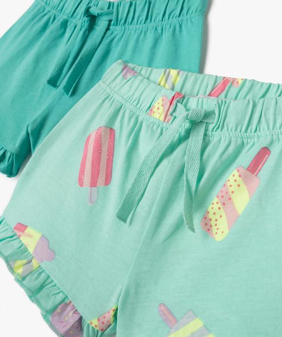 Short en coton avec volants bébé fille (lot de 2) vue2 - GEMO(BEBE DEBT) - GEMO
