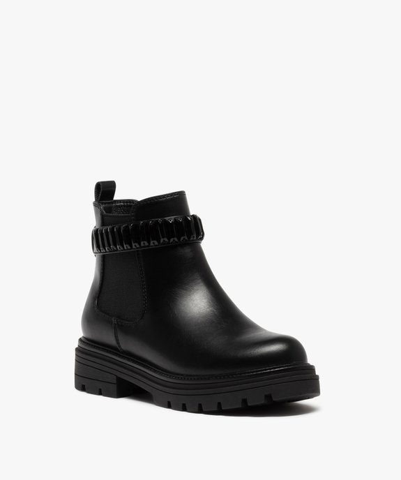 Boots fille chelsea à épaisse semelle crantée et bride fantaisie vue2 - GEMO (ENFANT) - GEMO