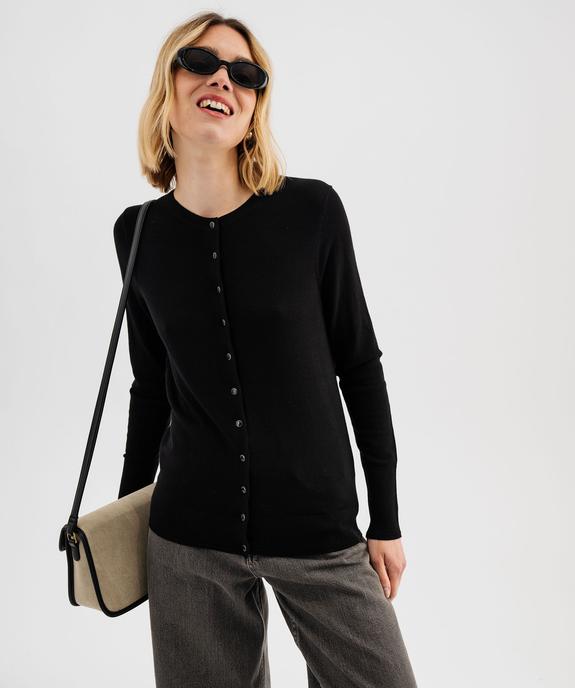 Gilet à col rond en maille fine femme vue1 - GEMO 4G FEMME - GEMO