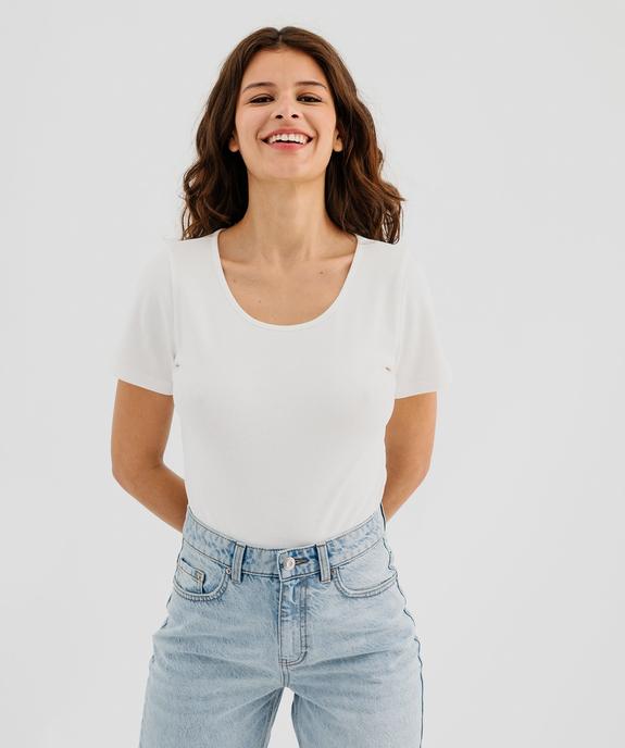 Body à manches courtes en maille côtelée femme vue1 - GEMO 4G FEMME - GEMO
