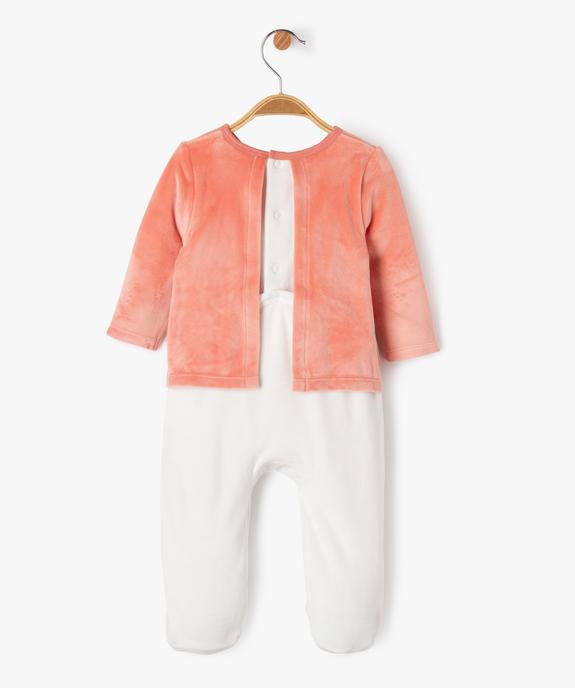 Pyjama en velours effet 2 en 1 avec motif hérisson bébé fille vue3 - GEMO(BB COUCHE) - GEMO