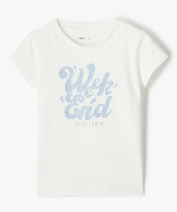 Tee-shirt fille pastel à motif pailleté vue1 - GEMO (ENFANT) - GEMO