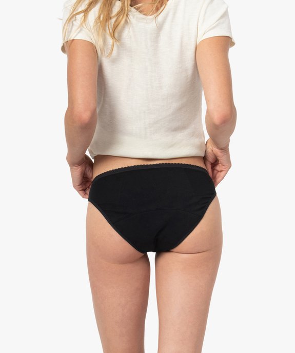 Culotte menstruelle en coton stretch et plumetis pour flux abondant - Dim Protect vue2 - DIM - GEMO