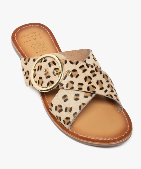 Sandales mules à larges brides en cuir femme vue6 - FOLLOW ME - GEMO