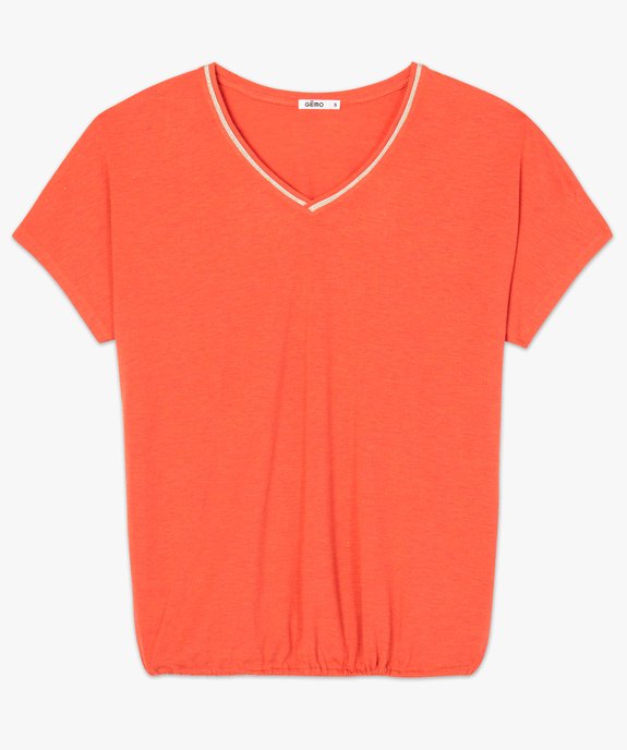 Tee-shirt femme ample à paillettes, col V et bas élastiqué vue4 - GEMO(FEMME PAP) - GEMO