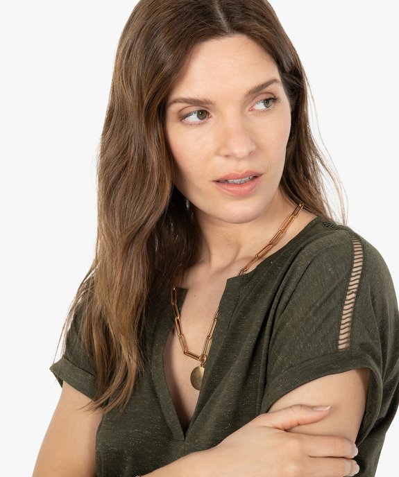 Tee-shirt femme à manches courtes coupe oversize vue2 - GEMO(FEMME PAP) - GEMO