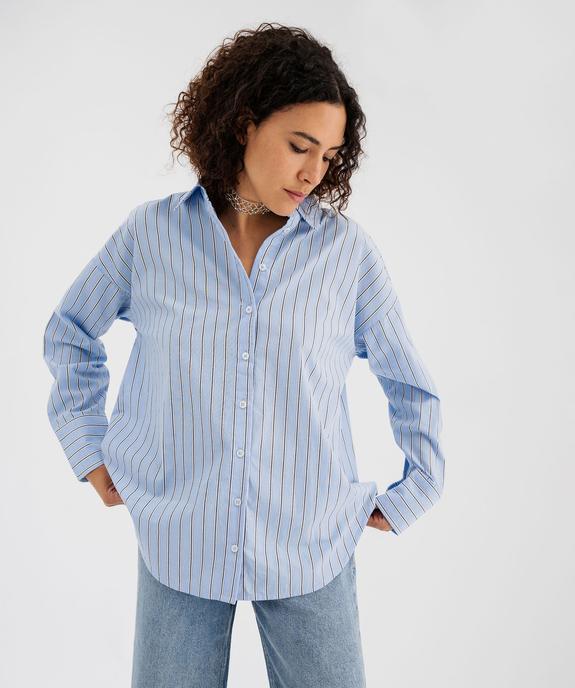 Chemise rayée coupe oversize en coton femme vue1 - GEMO(FEMME PAP) - GEMO