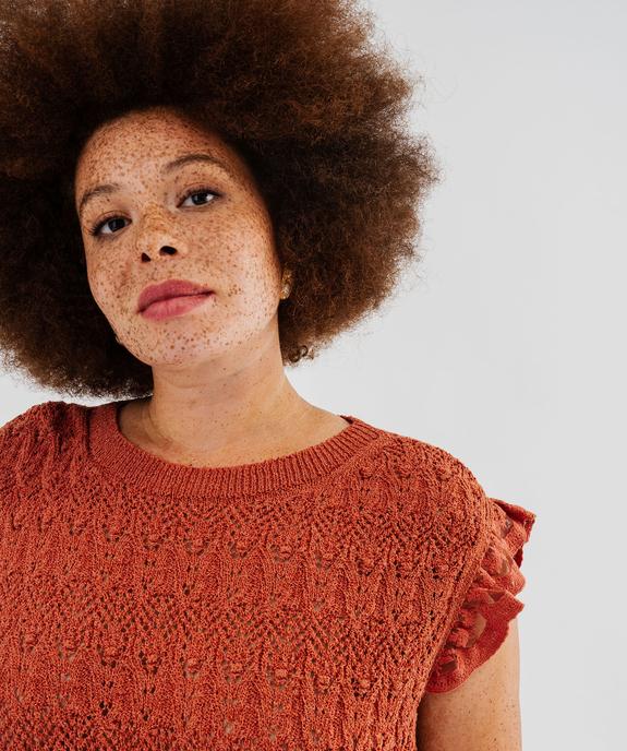 Pull sans manches ajouré façon crochet femme vue3 - GEMO 4G GT - GEMO