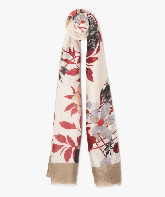 Foulard femme à grosses fleurs et petites franges vue1 - GEMO (ACCESS) - GEMO