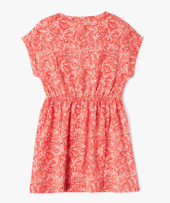Robe à manches courtes imprimée en coton fille vue3 - GEMO 4G FILLE - GEMO