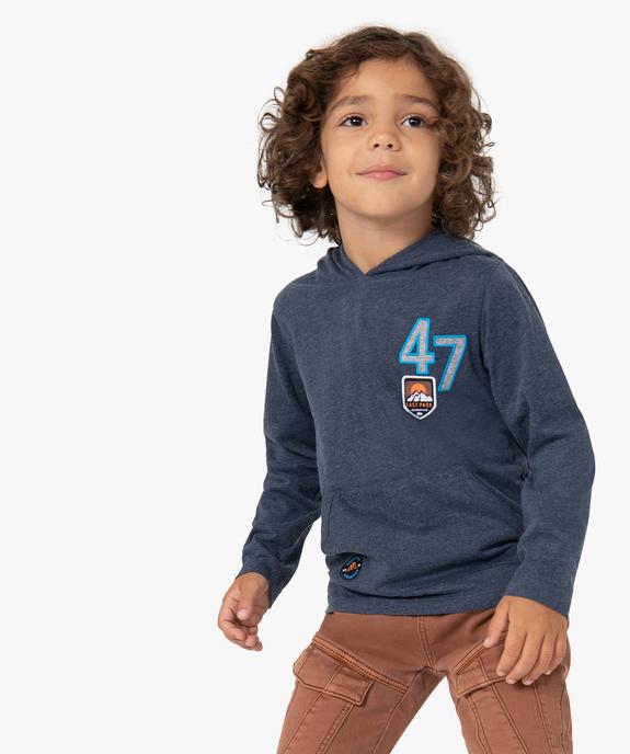 Tee-shirt garçon à manches longues et capuche vue1 - GEMO (ENFANT) - GEMO