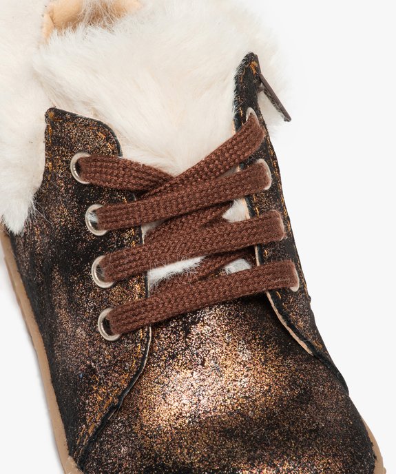 Baskets bébé fille mid-cut en cuir métallisé et col fourré – NA! vue6 - NA! - GEMO