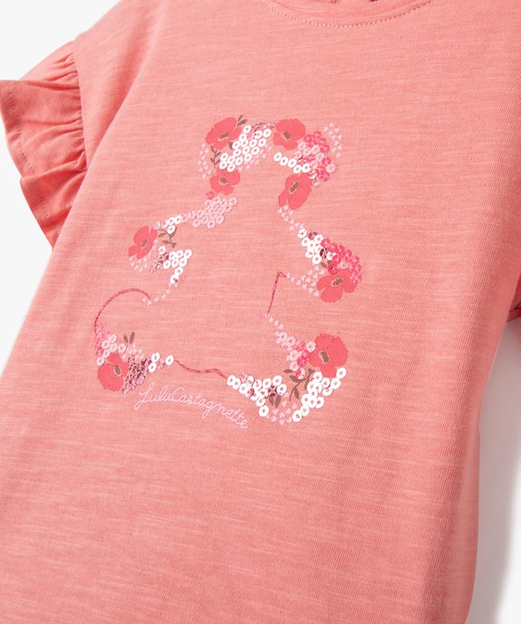 Tee-shirt bébé fille à manches volantées et sequins - LuluCastagnette vue2 - LULUCASTAGNETTE - GEMO