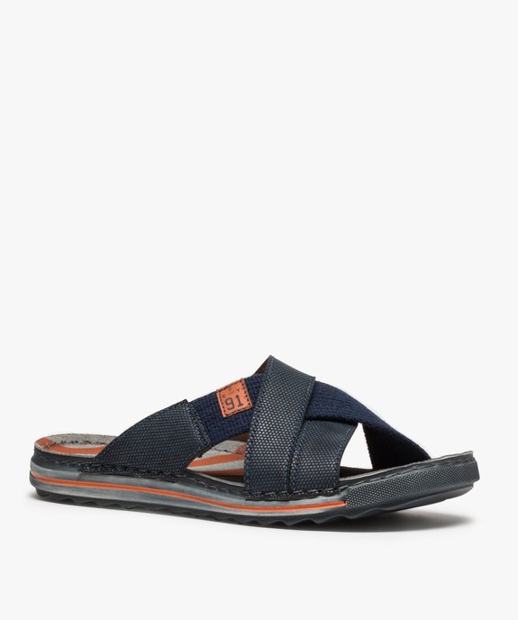 Sandales homme à larges brides croisées en textile vue2 - GEMO (CASUAL) - GEMO