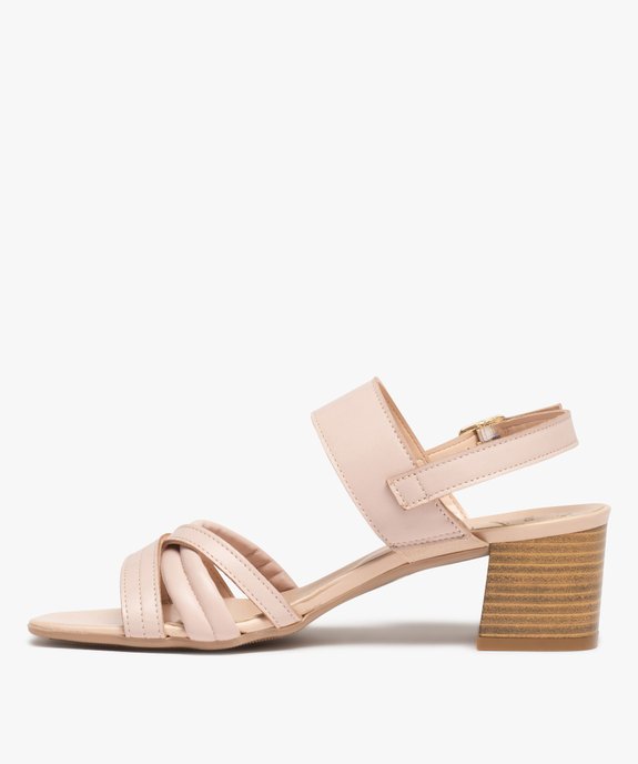 Sandales femme à talon rainuré et dessus cuir uni - Tanéo vue3 - TANEO - GEMO
