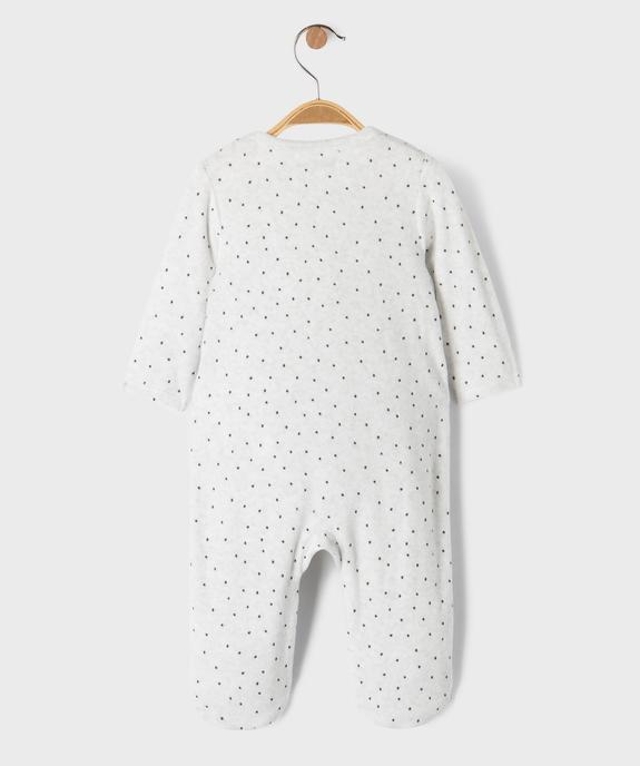 Pyjama en velours ouvert devant motif chat et pois bébé vue3 - GEMO 4G BEBE - GEMO