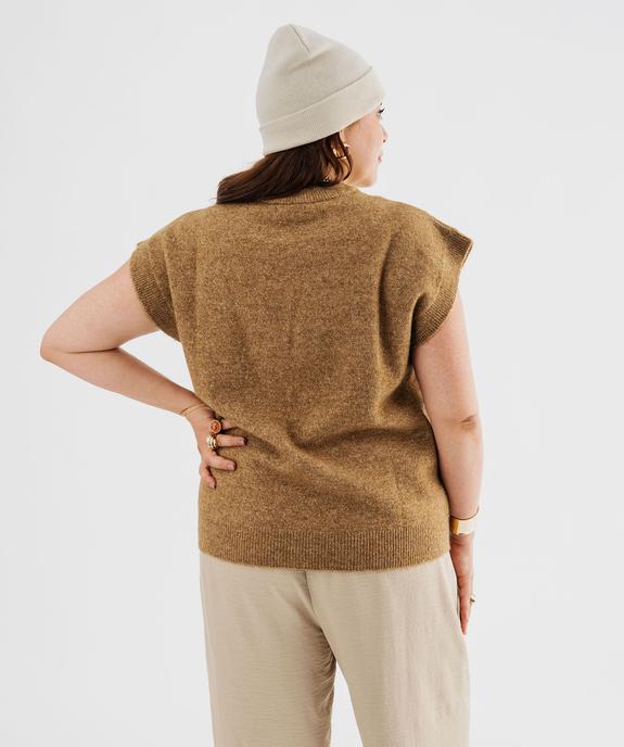 Pull sans manches avec maille ajourée sur l’avant femme grande taille vue3 - GEMO (G TAILLE) - GEMO