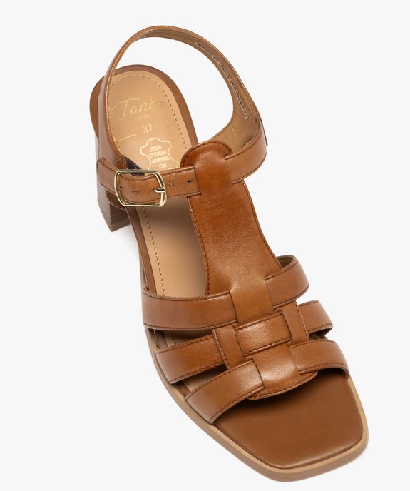 Sandales à brides dessus cuir à talon haut femme - Tanéo vue5 - TANEO - GEMO