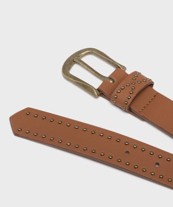 Ceinture lisse à clous et boucle en métal brossé femme vue2 - GEMO (ACCESS) - GEMO