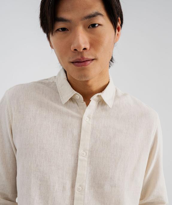 Chemise à manches longues en lin et coton coupe regular homme vue2 - GEMO 4G HOMME - GEMO