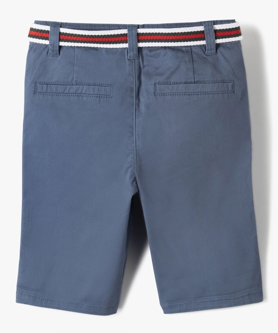 Bermuda en coton avec ceinture tricolore garçon vue4 - GEMO 4G GARCON - GEMO