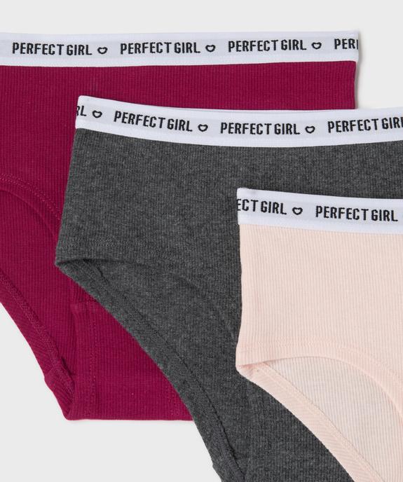 Shorty en maille côtelée en coton stretch fille (lot de 3) vue2 - GEMO 4G FILLE - GEMO