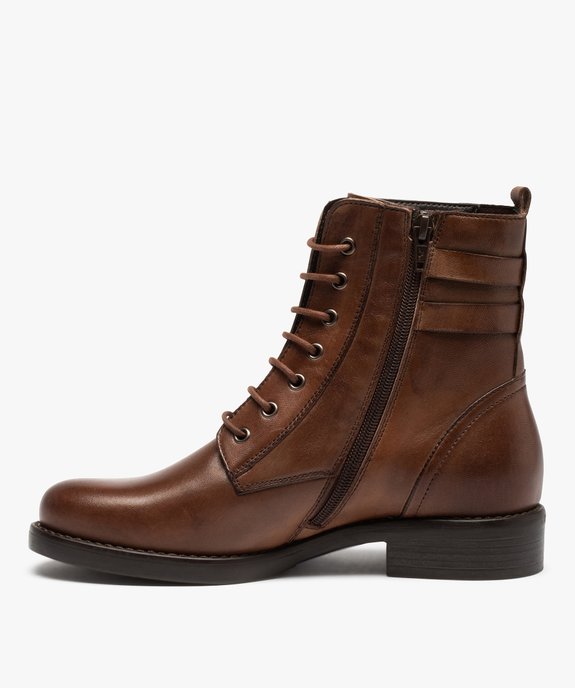 Bottines femme plates dessus cuir façon godillot – Tanéo vue4 - TANEO - GEMO