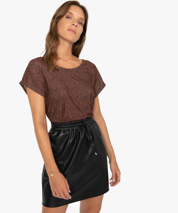 Tee-shirt femme à motifs pailletés et brides croisées dos vue1 - GEMO(FEMME PAP) - GEMO
